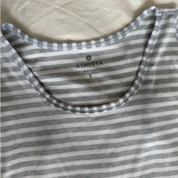 NWOT Athleta Muscle Tank Striped White and Gray size L - Picture 2 of 5